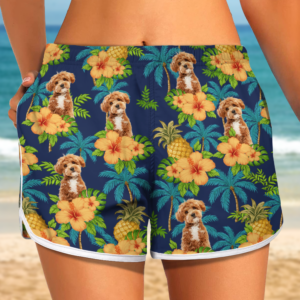 Lively Design Beach Short Custom Dog Cat Photo Tropical Pattern Woman's Beach Shorts Gift For Dog Cat Lovers HO82 894276 Set of 2