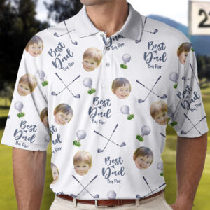 Today’s Treasure Polo Shirt Best Dad By Par - Personalized Polo Shirt with Face, Customized Polo for Golfer, Great Gift for Dad, Father, Golf Gift for Men, Golf Shirt Set of 3