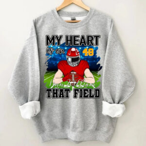 Dynamic Hue Sweatshirt Customised My Heart Is On That Field Theme Clothes - Personalised Football Sweatshirt - Gifts for Football Fans Set of 4