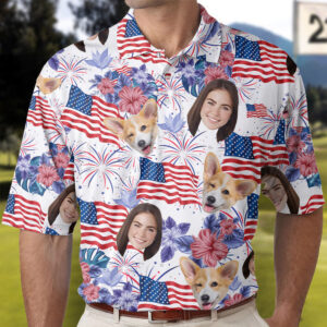 Made to Shine Polo Shirt Personalized 4th Of July Polo Shirt with Faces Set of 10