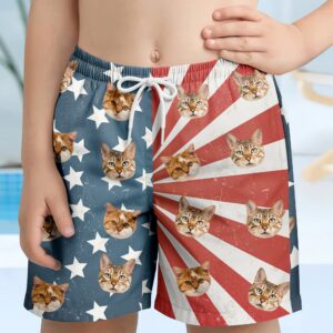 Classic Touch Beach Short Custom Dog Photo With Us Flag Beach Short For Kid TH10 894103 Set of 10