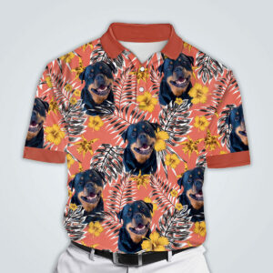 Made to Shine Polo Shirt Custom Polo Shirt With Dog Face | Personalized Gift For Dog Dad | Orange & Yellow Floral Pattern Men Polo Shirt Set of 10