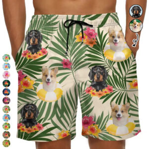 Lively Design Beach Short Custom Photo Aloha Dog Cat - Personalized Unisex Beach Shorts Set of 4