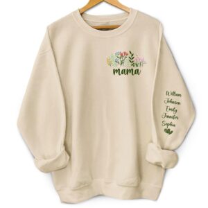 Dynamic Hue Sweatshirt Floral Mama Title - Birthday, Loving Gift For Mom, Mother, Grandma, Grandmother - Personalized Unisex Sweatshirt With Design On Sleeve Set of 3