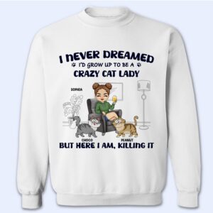 Dynamic Hue Sweatshirt Crazy Cat Lady - Gift For Cat Lovers, Cat Moms - Personalized Sweatshirt Set of 2