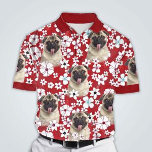 Today’s Treasure Polo Shirt Custom Polo Shirt With Dog Face | Personalized Gift For Dog Dad | Red Flower Pattern Men Polo Shirt