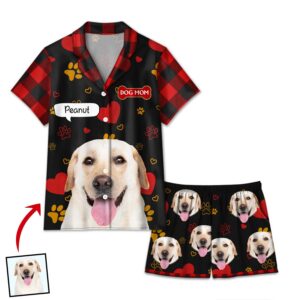 Classic Touch Beach Short Custom Photo Dog Cat Mom Dad - Funny Birthday Gift For Wife, Husband, Dog Mom, Cat Mom, Dog Dad, Cat Dad, Pet Lovers - Personalized Custom Short Pajamas Set Set of 2