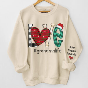 Vacation Vibe Sweatshirt Love This Grandma Life - Family Personalized Custom Unisex Sweatshirt With Design On Sleeve - Christmas Gift For Mom, Grandma