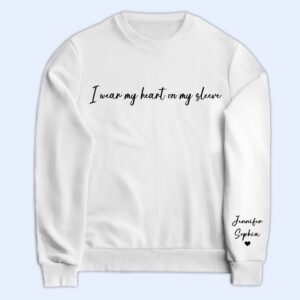 Vacation Vibe Sweatshirt I Wear My Heart On My Sleeve - Gift For Mom, Grandma, Besties, Sisters - Personalized Sweatshirt With Sleeve Imprint Set of 4