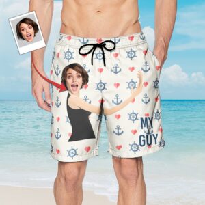 Classic Touch Beach Short This Is My Guy With Marine Pattern - Personalized Photo Men's Beach Shorts Set of 2