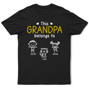 Lively Design T-shirt This Grandpa Belongs To Kid Stick Figures - Personalized T Shirt Set of 4