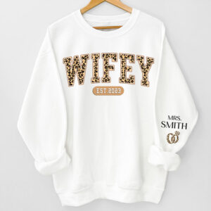 Vacation Vibe Sweatshirt A Happy Wifey - Couple Personalized Custom Unisex Sweatshirt With Design On Sleeve - Gift For Husband Wife, Anniversary Set of 2