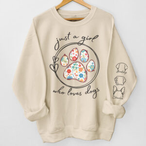 Vacation Vibe Sweatshirt Just A Girl & Her Pets - Dog & Cat Personalized Custom Unisex Sweatshirt With Design On Sleeve - Gift For Pet Owners, Pet Lovers Set of 3