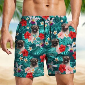 Classic Touch Beach Short Custom Dog Photo Summer Tropical Beach Short For Men N304 890452 Set of 3
