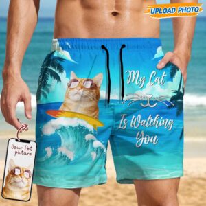 Lively Design Beach Short Custom Photo My Cat Is Watching You Beach Short N304 889246 Set of 10