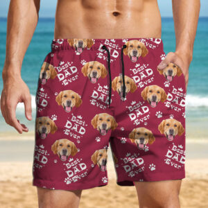 Classic Touch Beach Short Custom Photo Best Dad Ever Family Man's Beach Short, Father's Day, Birthday Gift HO82 893972 Set of 2