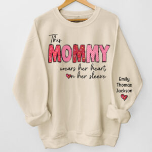 Dynamic Hue Sweatshirt This Granny Wears Her Heart On Her Sleeve - Family Personalized Custom Unisex Sweatshirt With Design On Sleeve - Gift For Mom, Grandma Set of 10