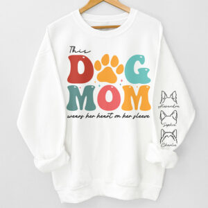 Dynamic Hue Sweatshirt This Fur Mama Wears Her Heart - Dog Personalized Custom Unisex Sweatshirt With Design On Sleeve - Gift For Pet Owners, Pet Lovers Set of 3